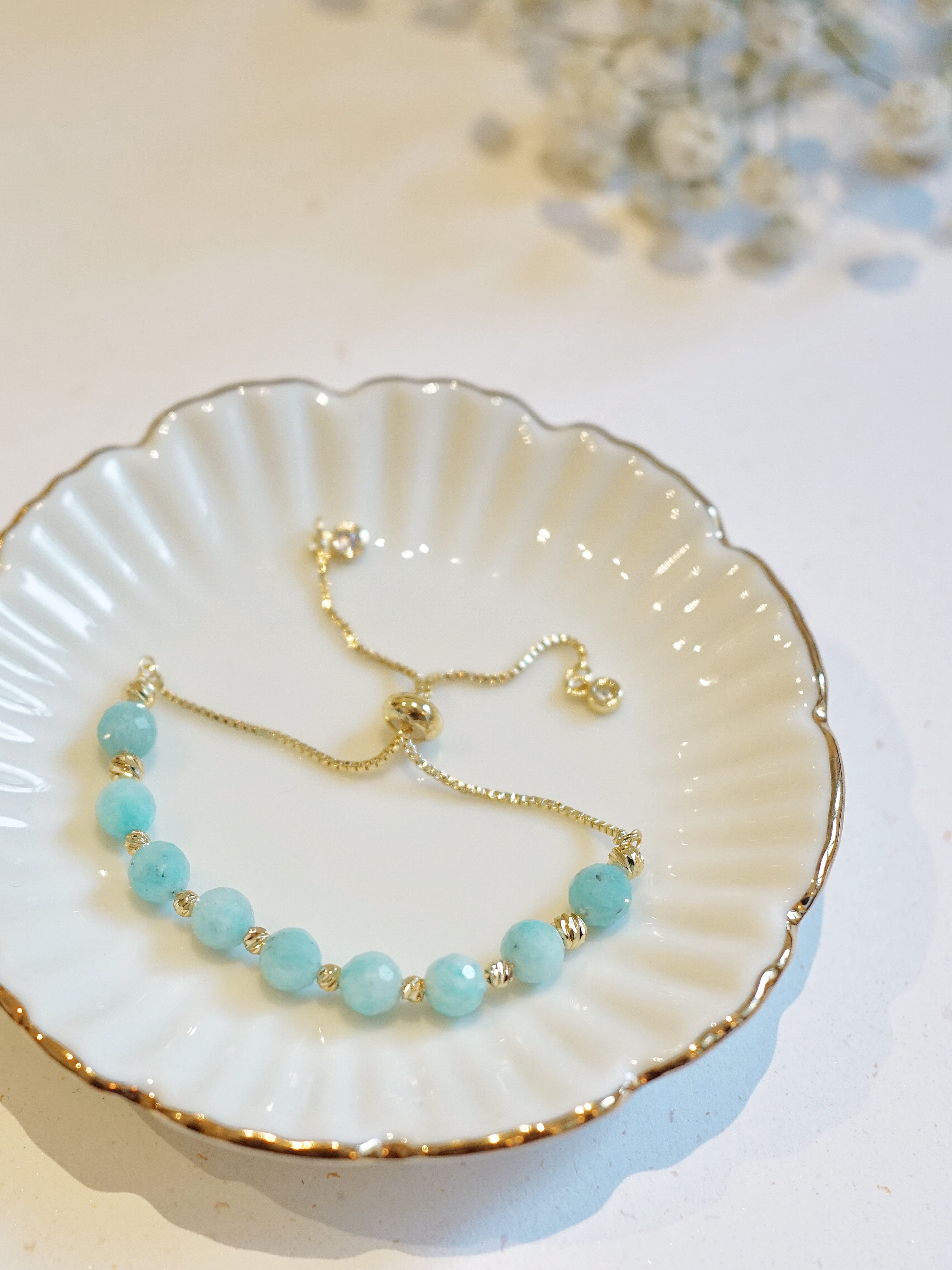 14K Gold-plated Amazonite Adjustable Bracelet