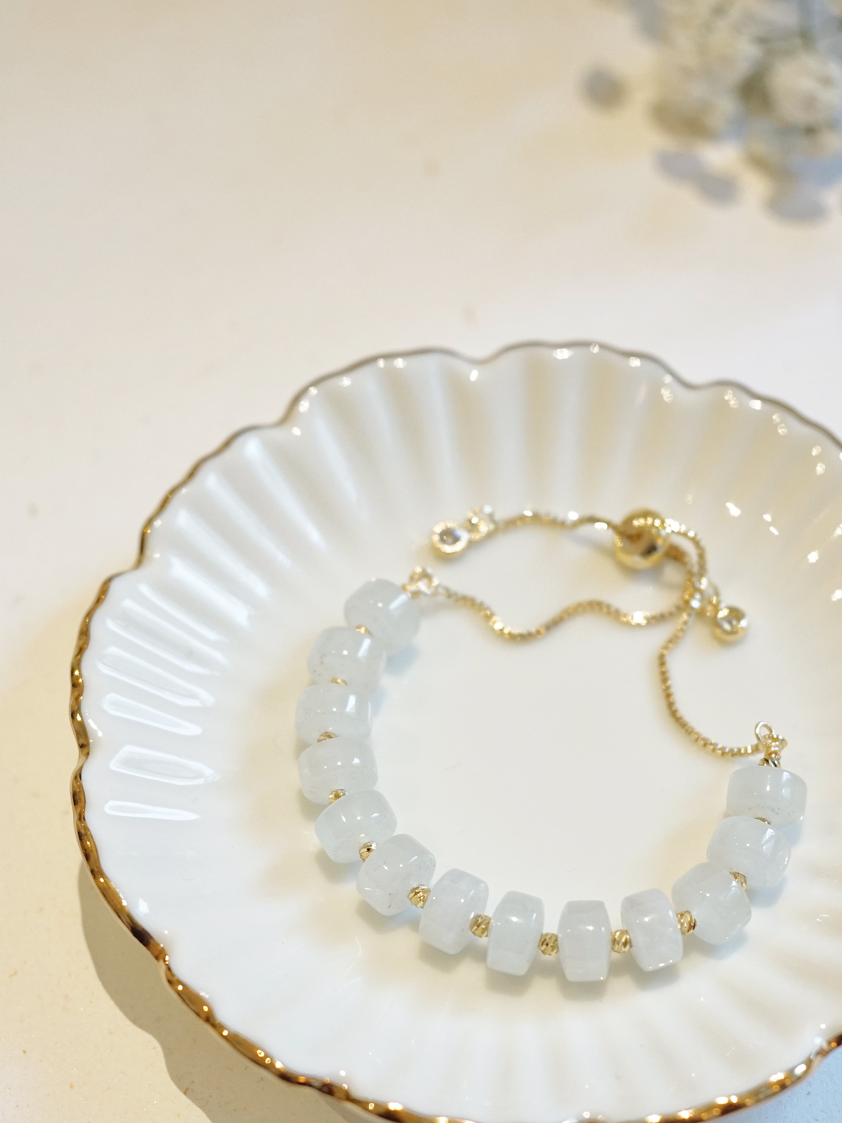 14K Gold-plated Aquamarine Adjustable Bracelet (Style B)