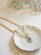 Gold-plated Aquamarine & Shell Pearl Necklace