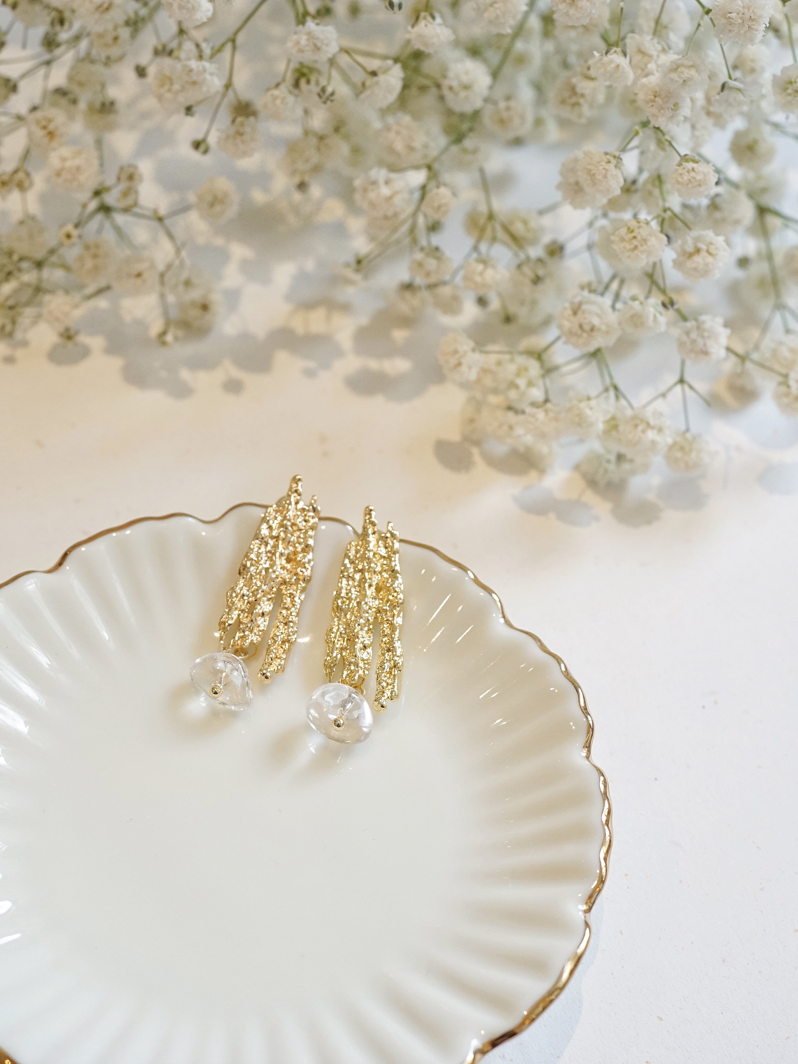 Long Lava - Clear Quartz Drop Earrings