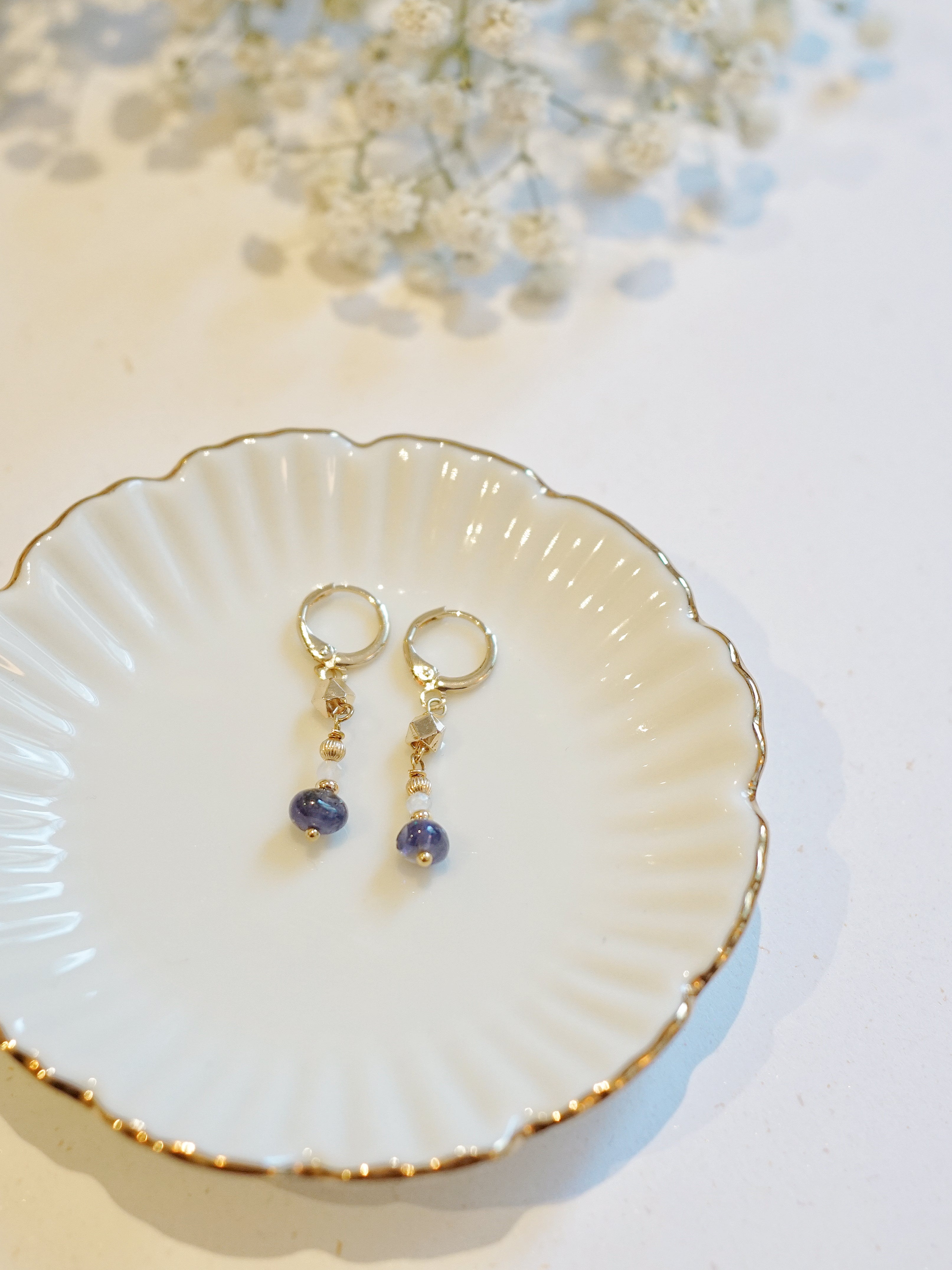 Gold-Plated Cordierite Earrings