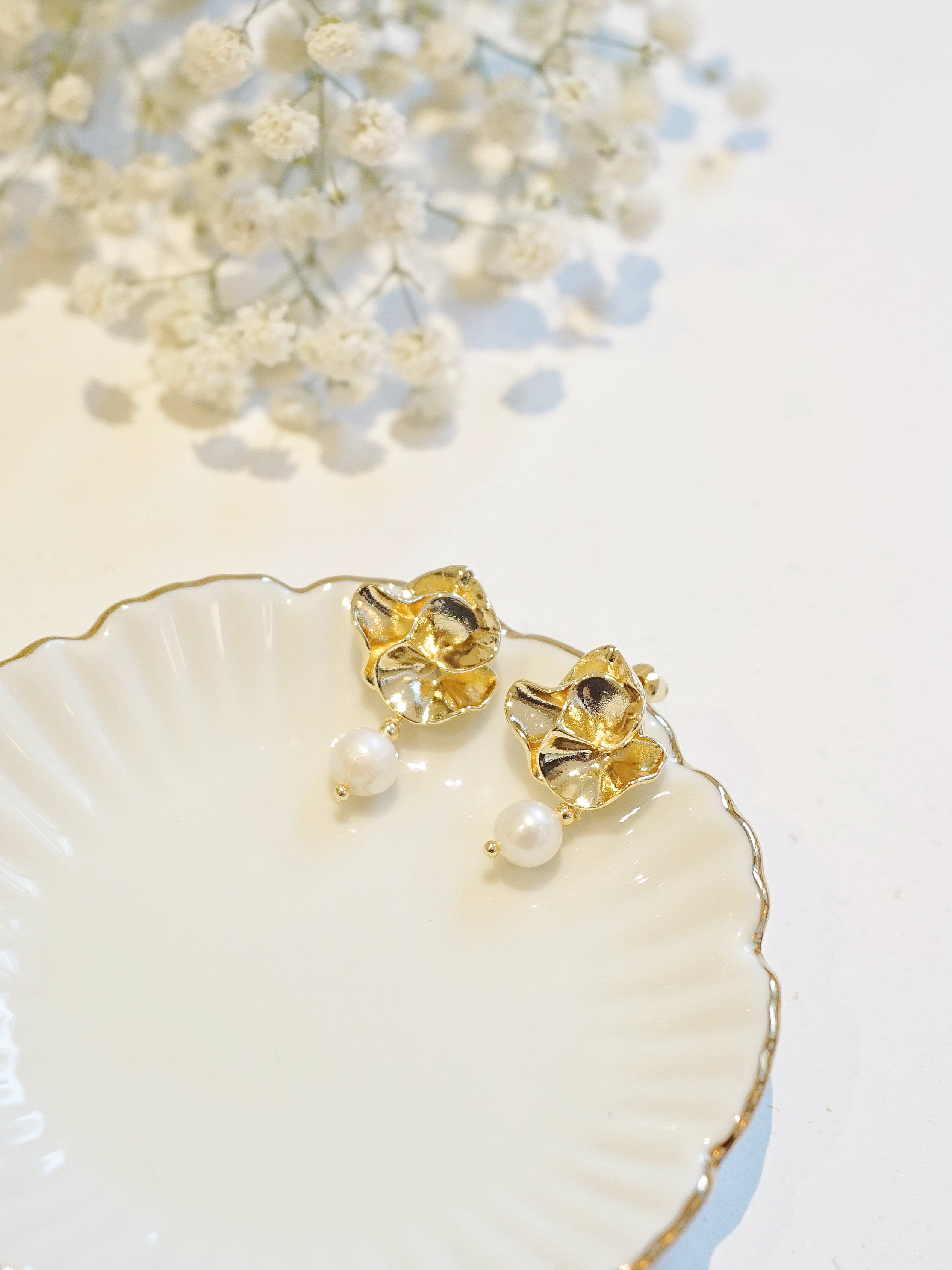 Gold-Plated Blossom Pearl Drops