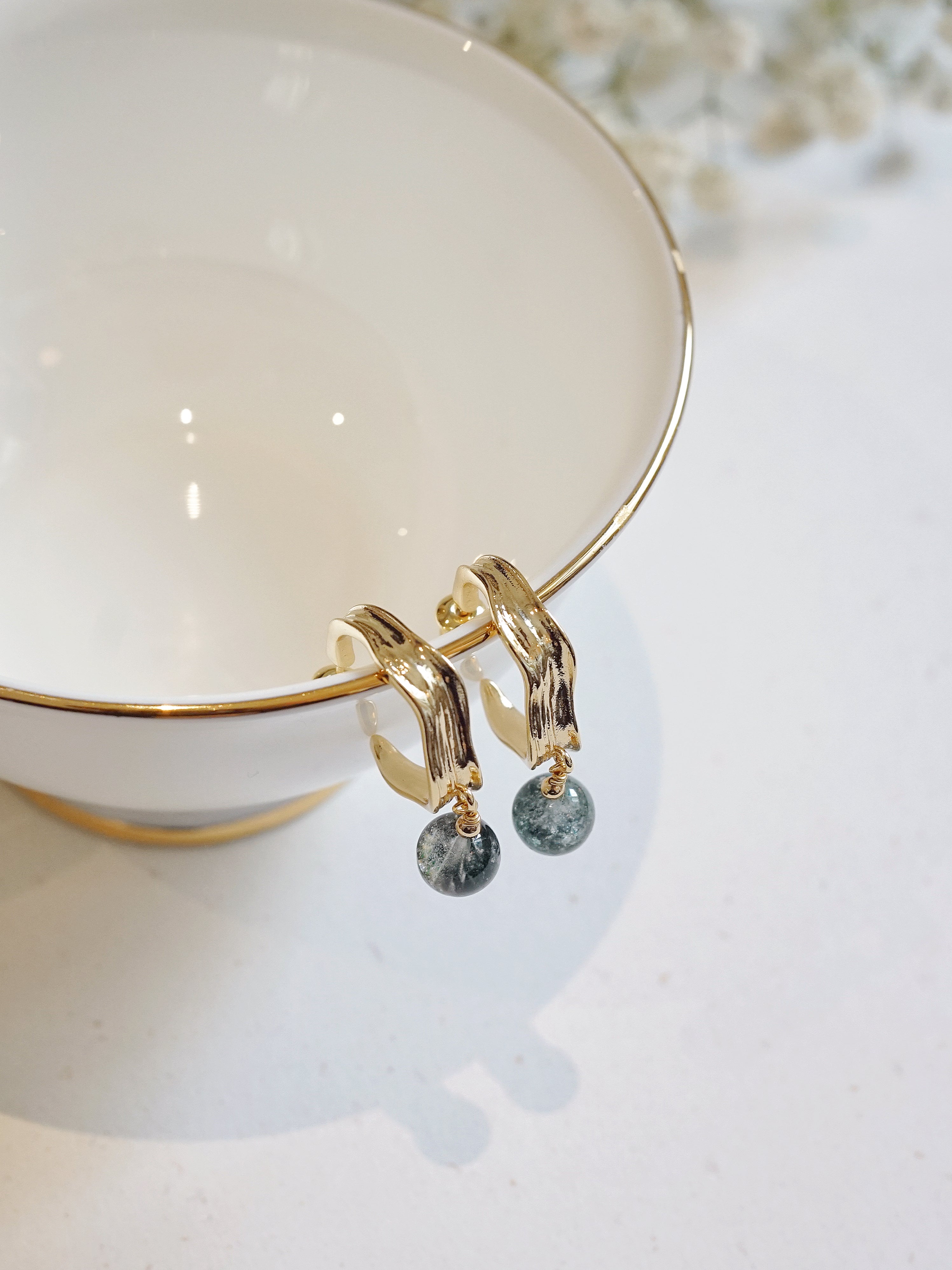 Green Phantom Quartz Earrings