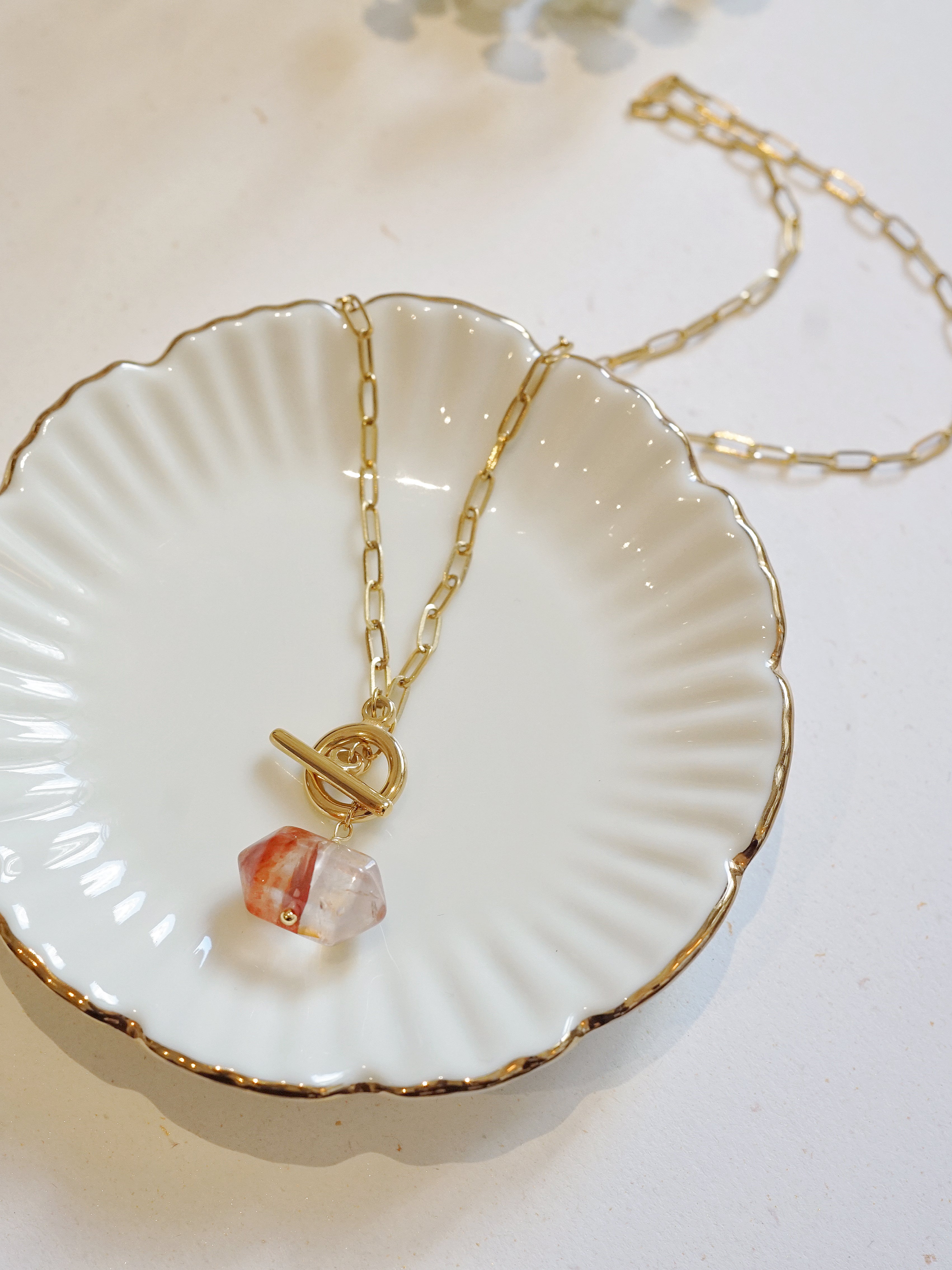 Gold-plated Hematoid Quartz Necklace (Style A)
