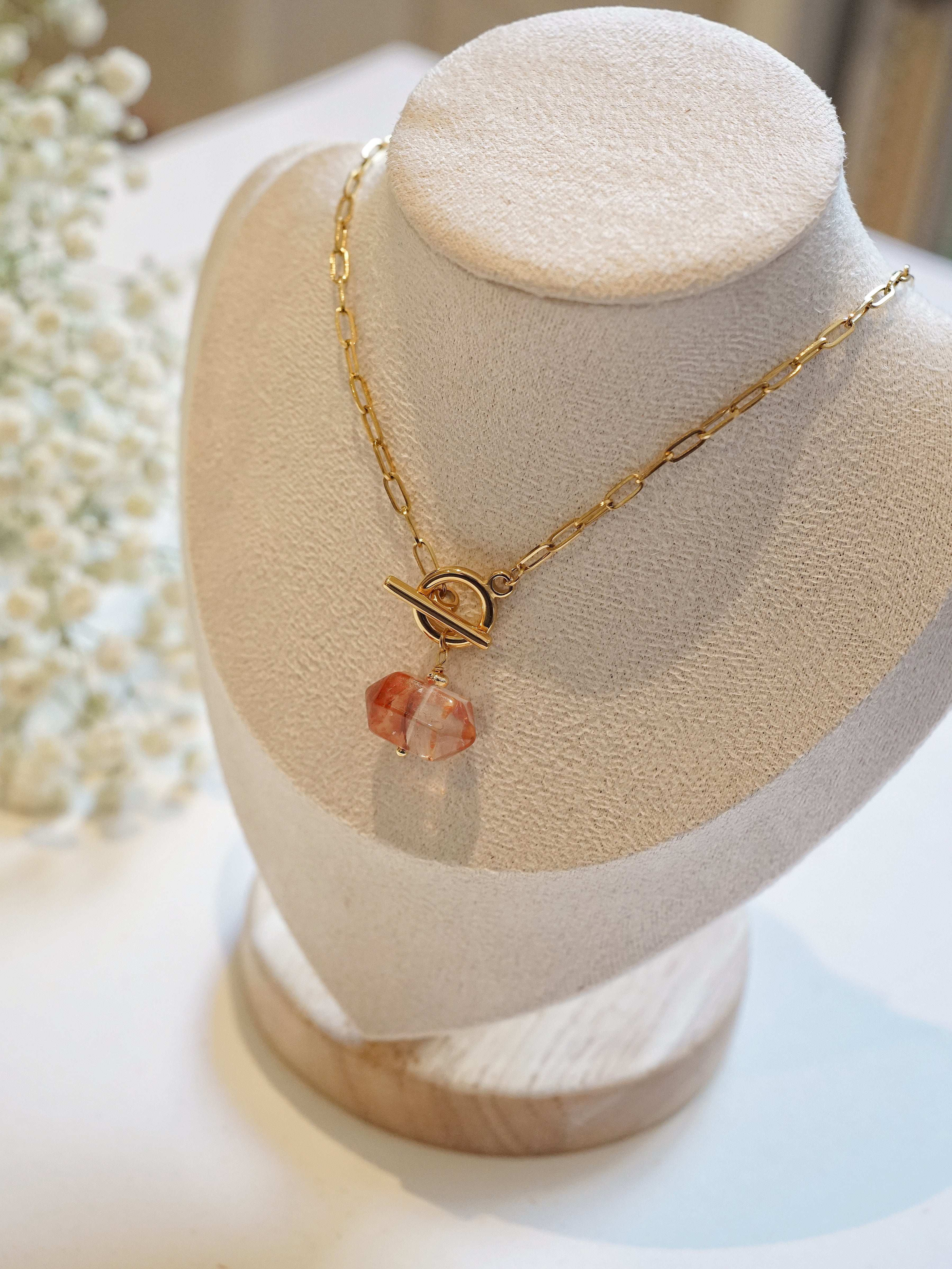 Gold-plated Hematoid Quartz Necklace (Style A)