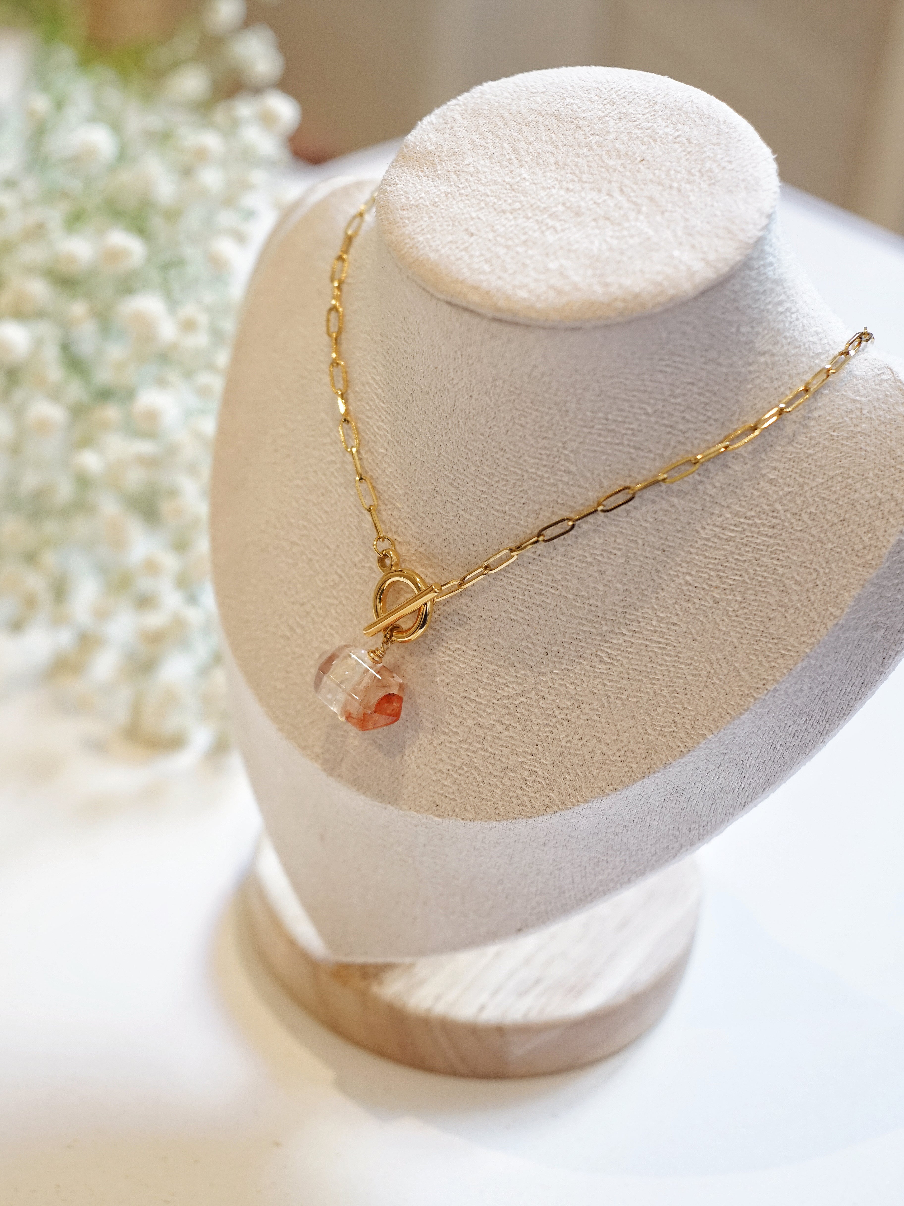 Gold-plated Hematoid Quartz Necklace (Style B)