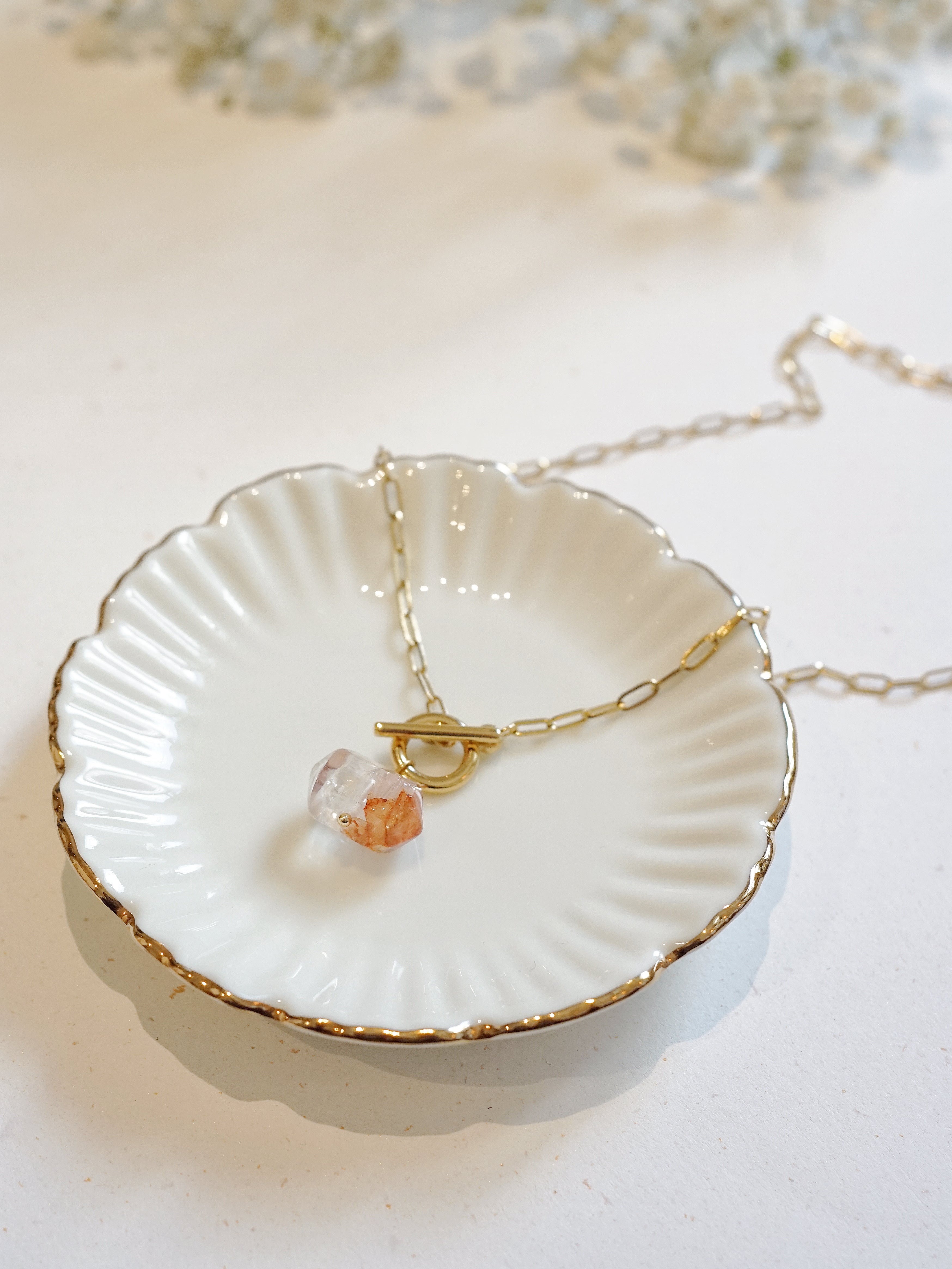 Gold-plated Hematoid Quartz Necklace (Style B)