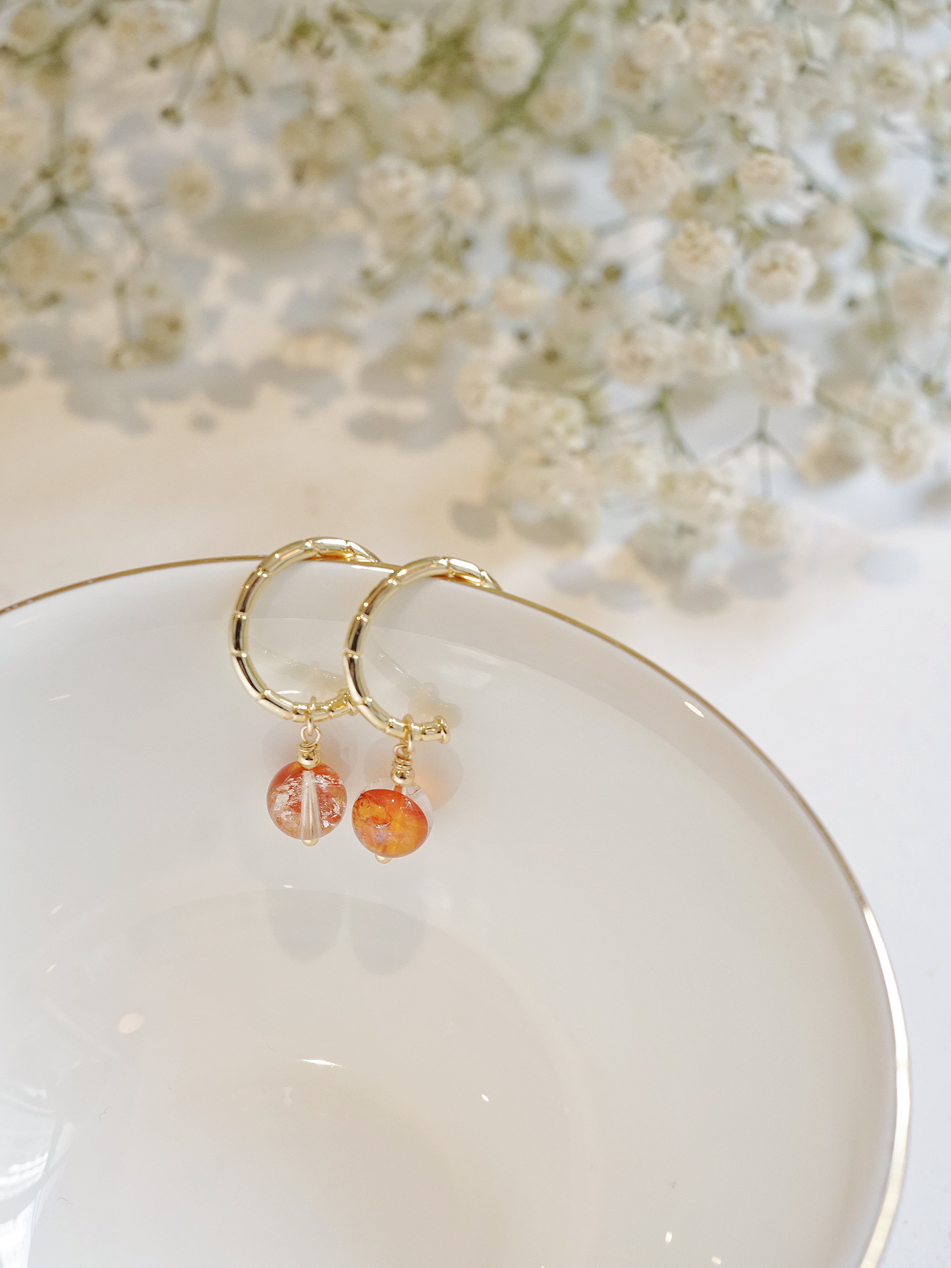 Hematoid Quartz Hoop Earrings