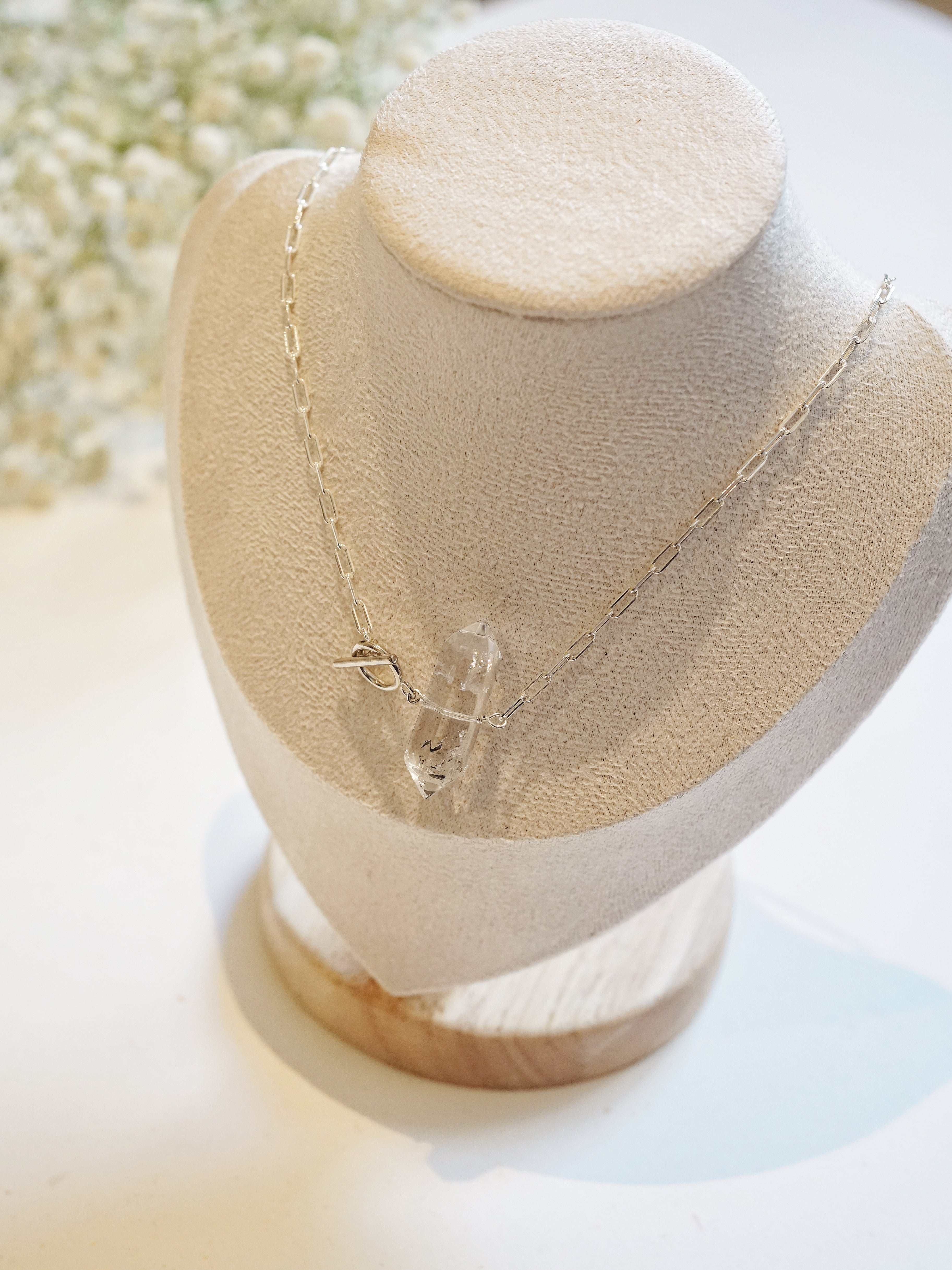 925 Silver Herkimer Diamond Quartz Short Necklace (Style A)