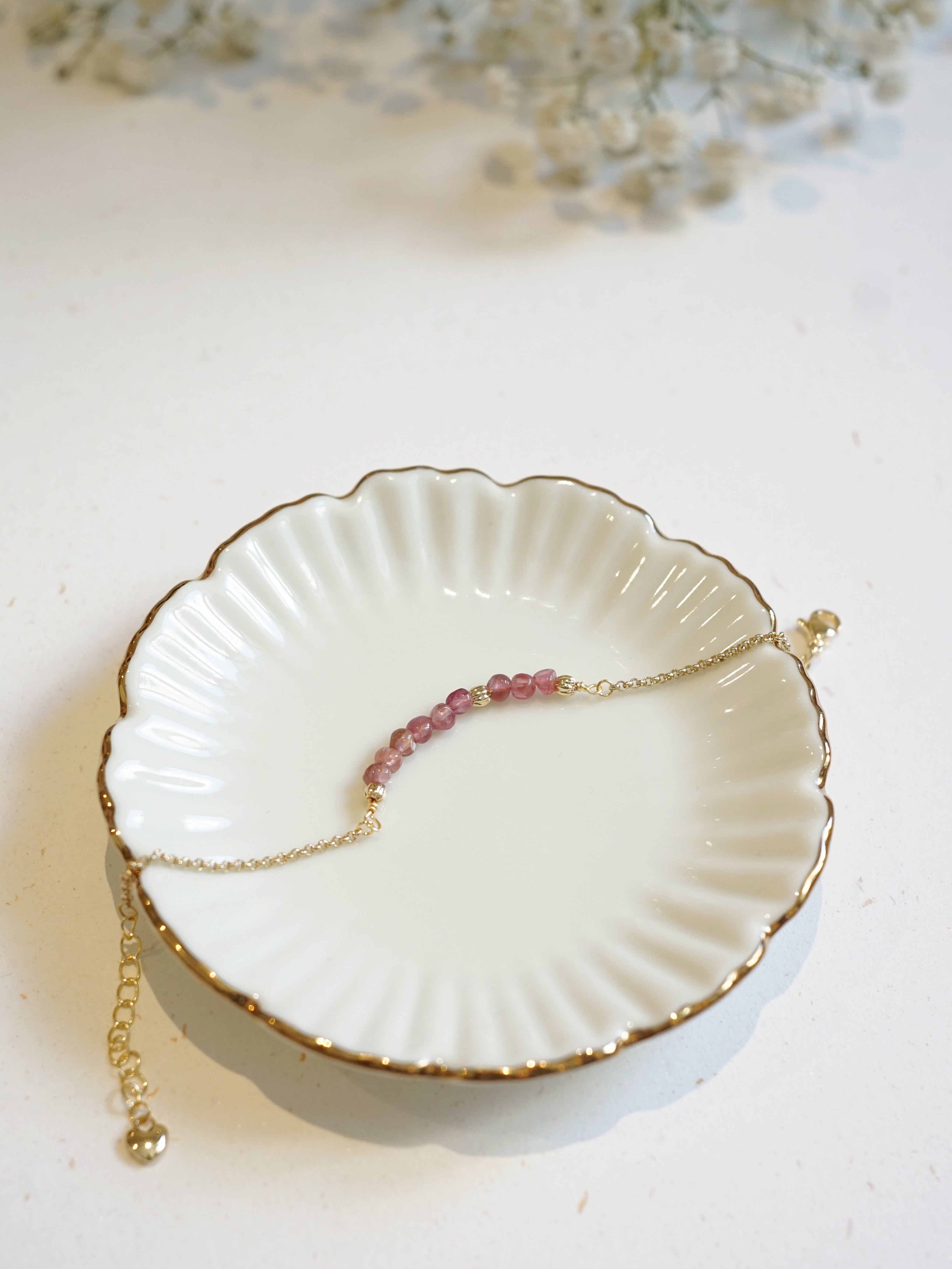 14K Gold-plated Pink Tourmaline Bracelet