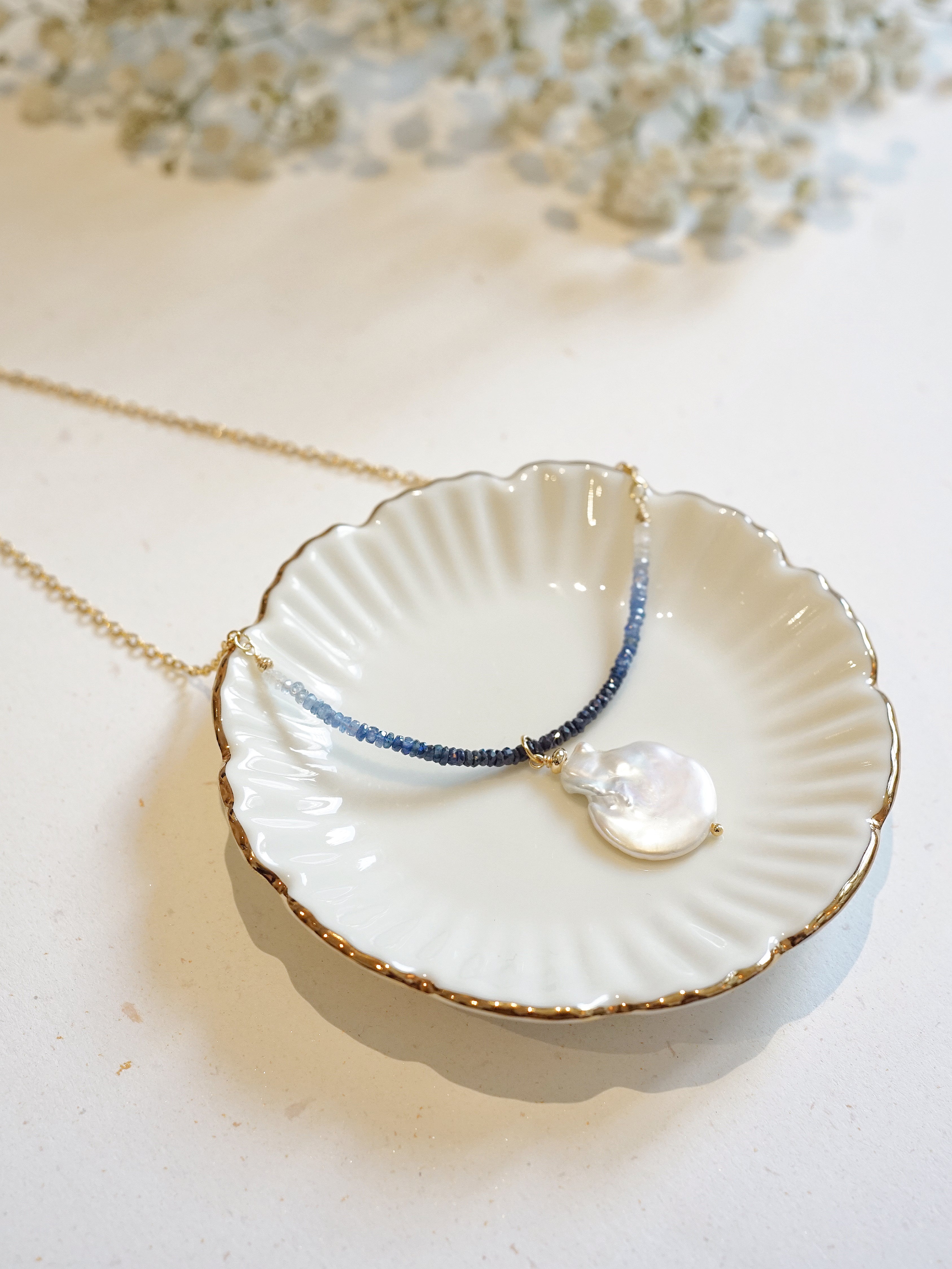 Sapphire with Baroque Pearl Necklace