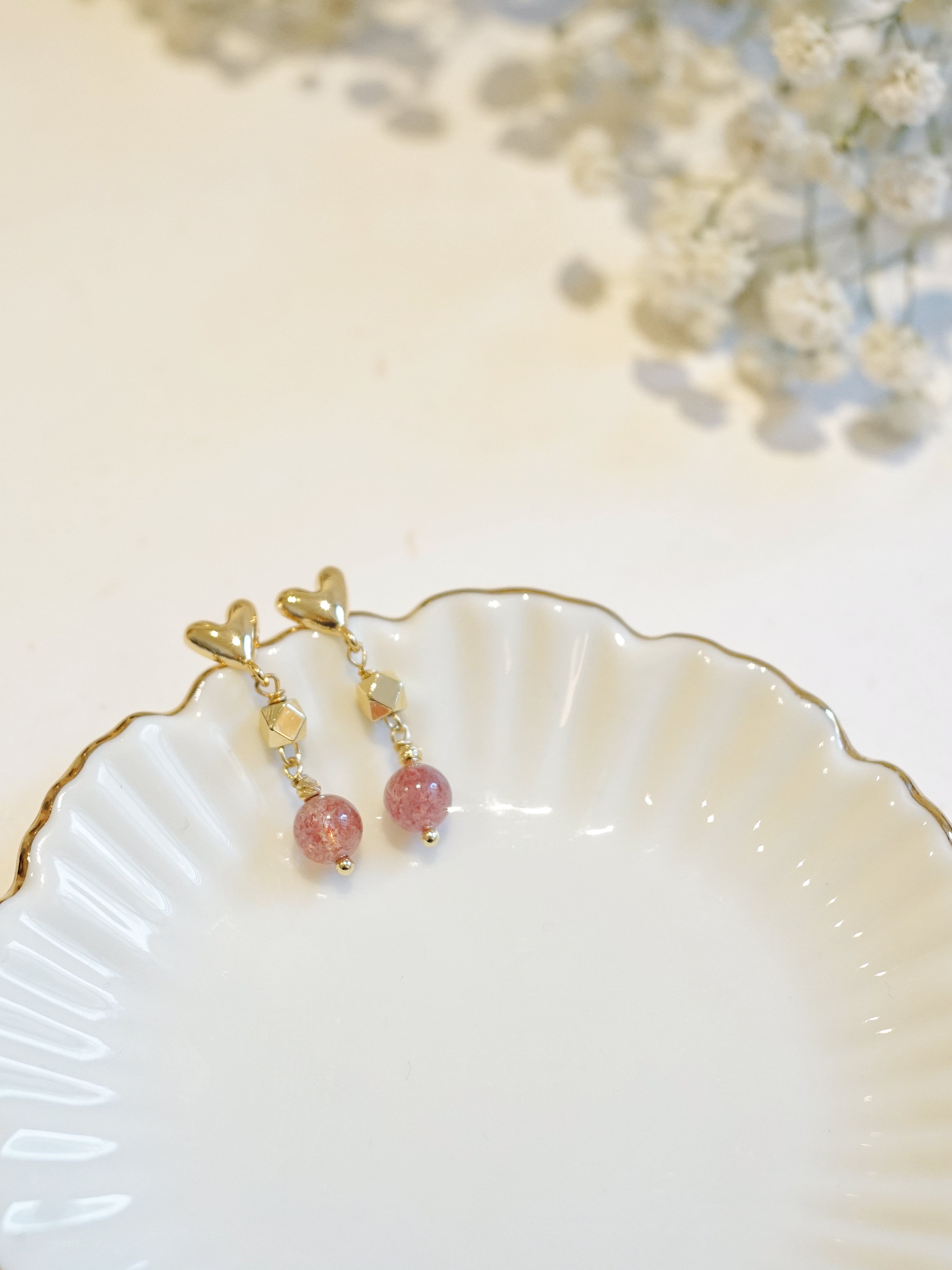 Strawberry Quartz Hearty Earrings