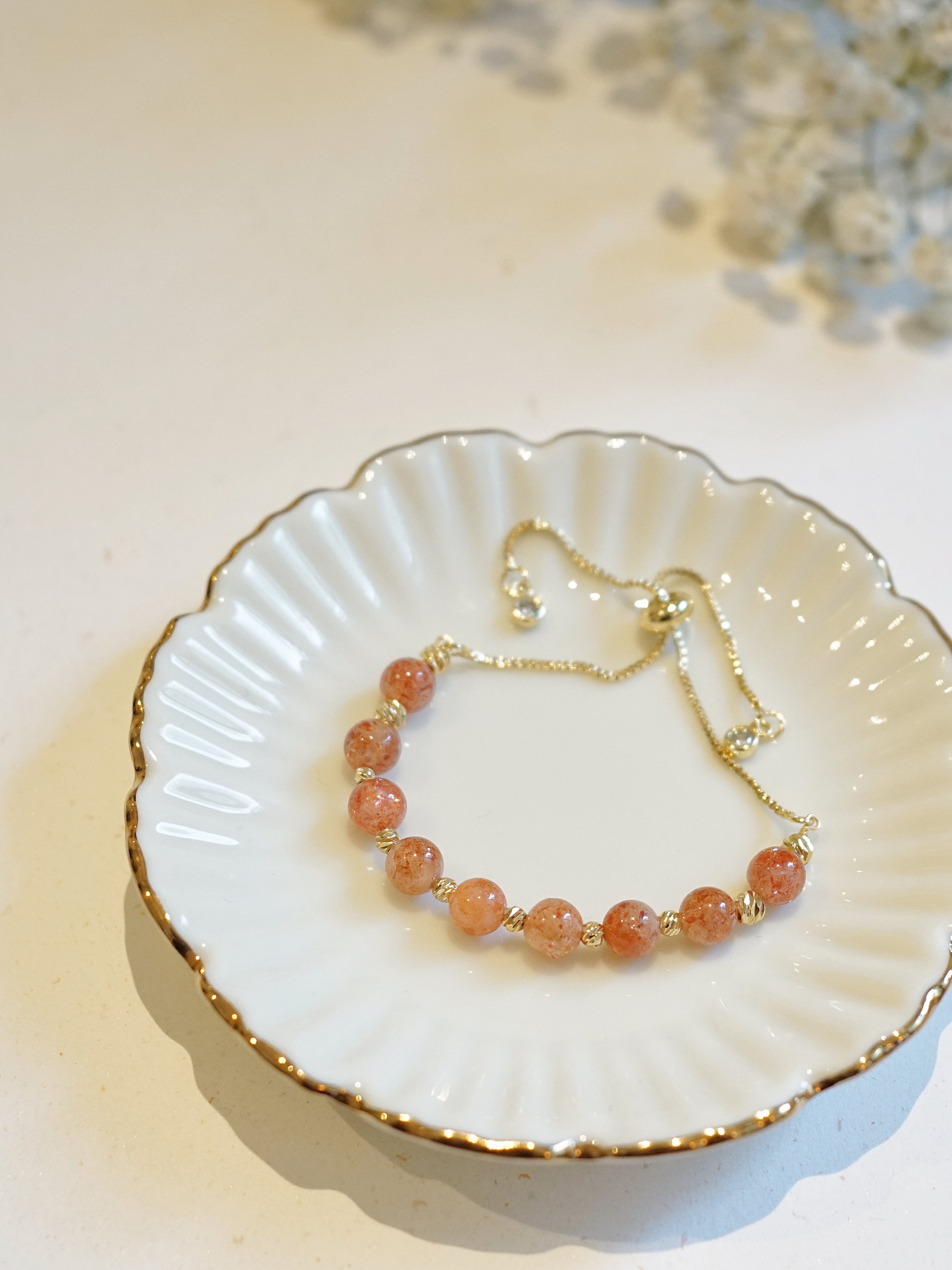 14K Gold-plated Sunstone Adjustable Bracelet