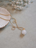 Gold-plated 925 Silver White Phantom Quartz Long Necklace