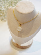 Gold-plated 925 Silver White Phantom Quartz Long Necklace
