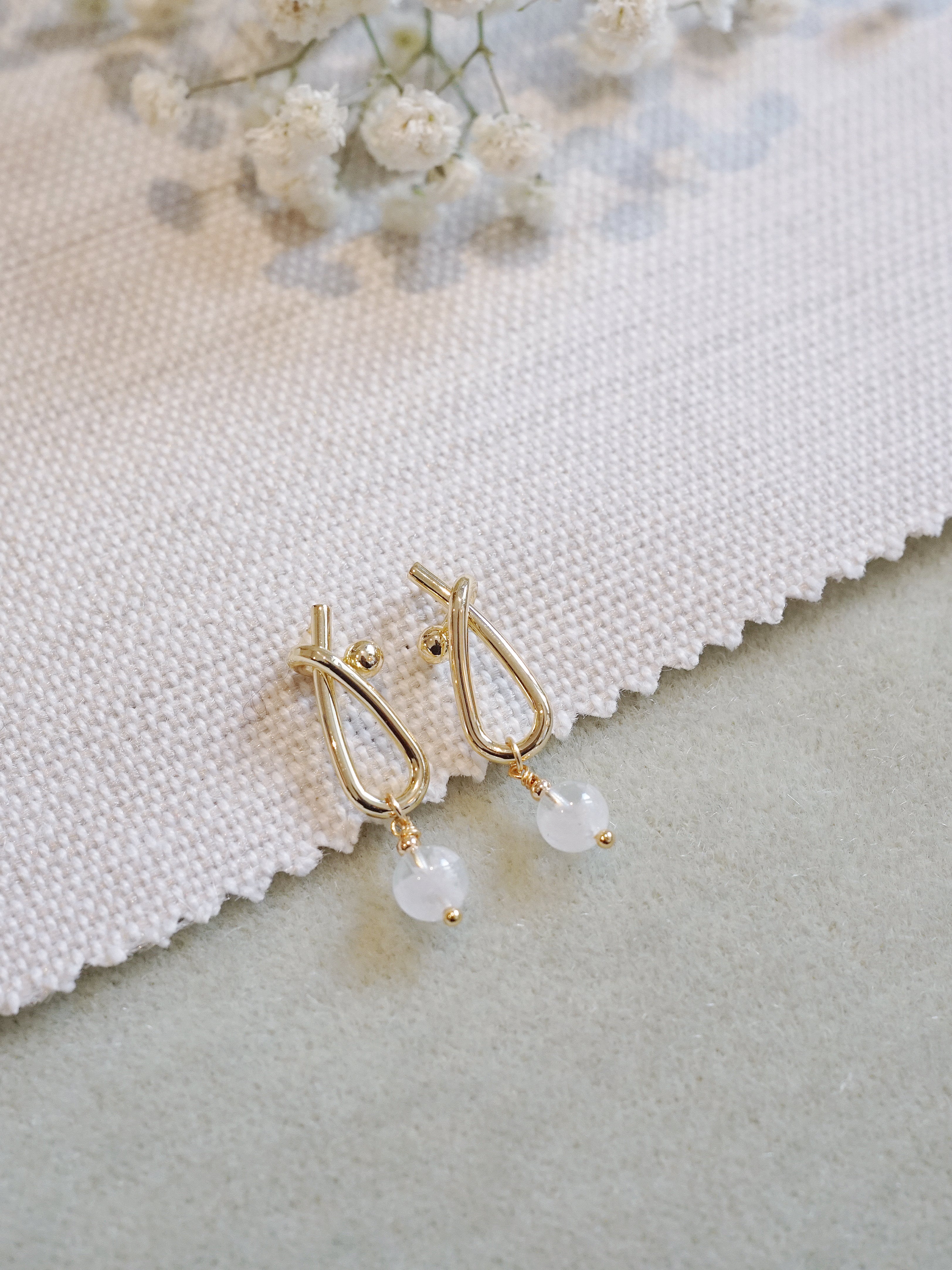White Phantom Quartz Earrings