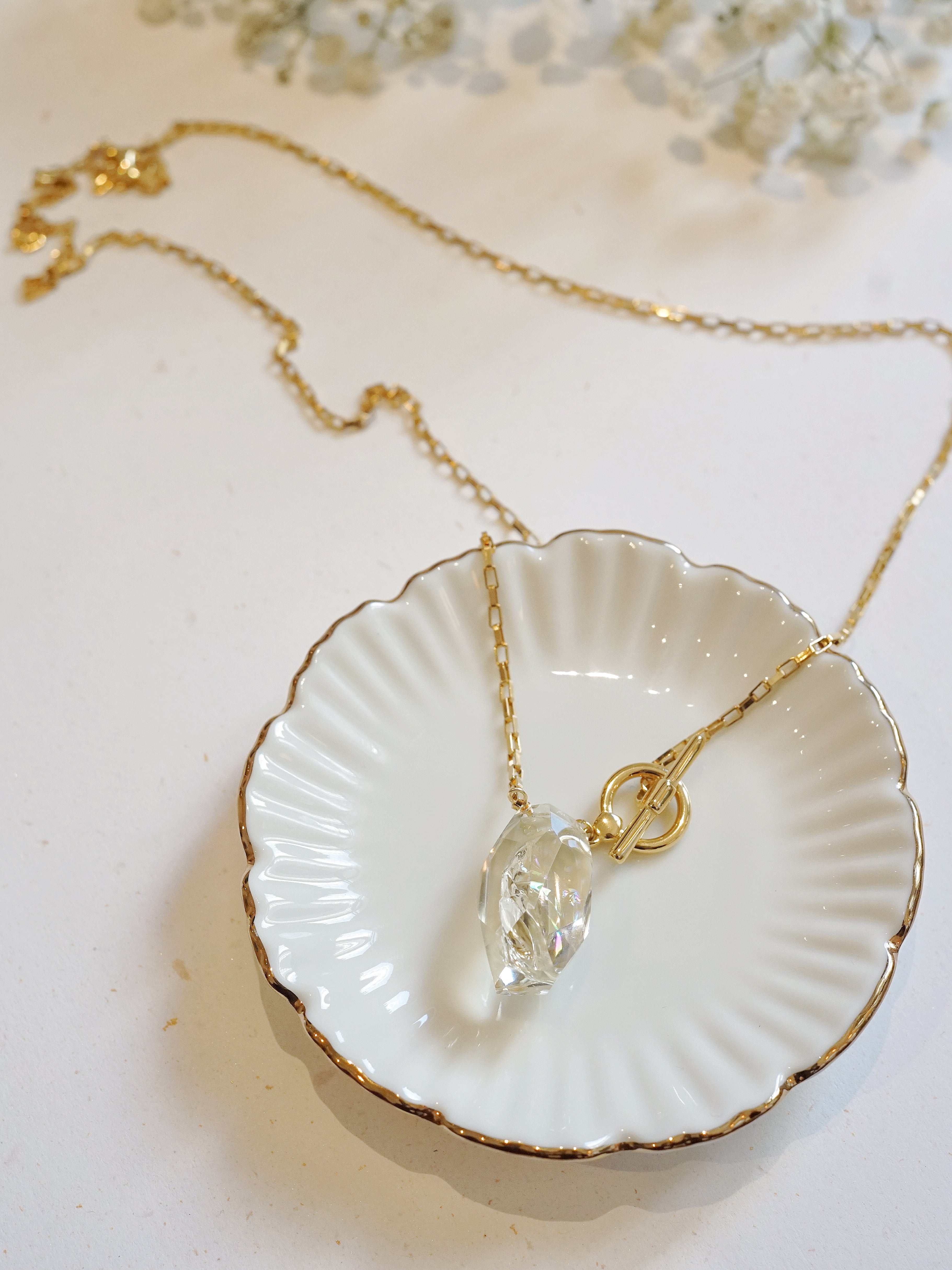 Yellow Azeztulite Long Necklace