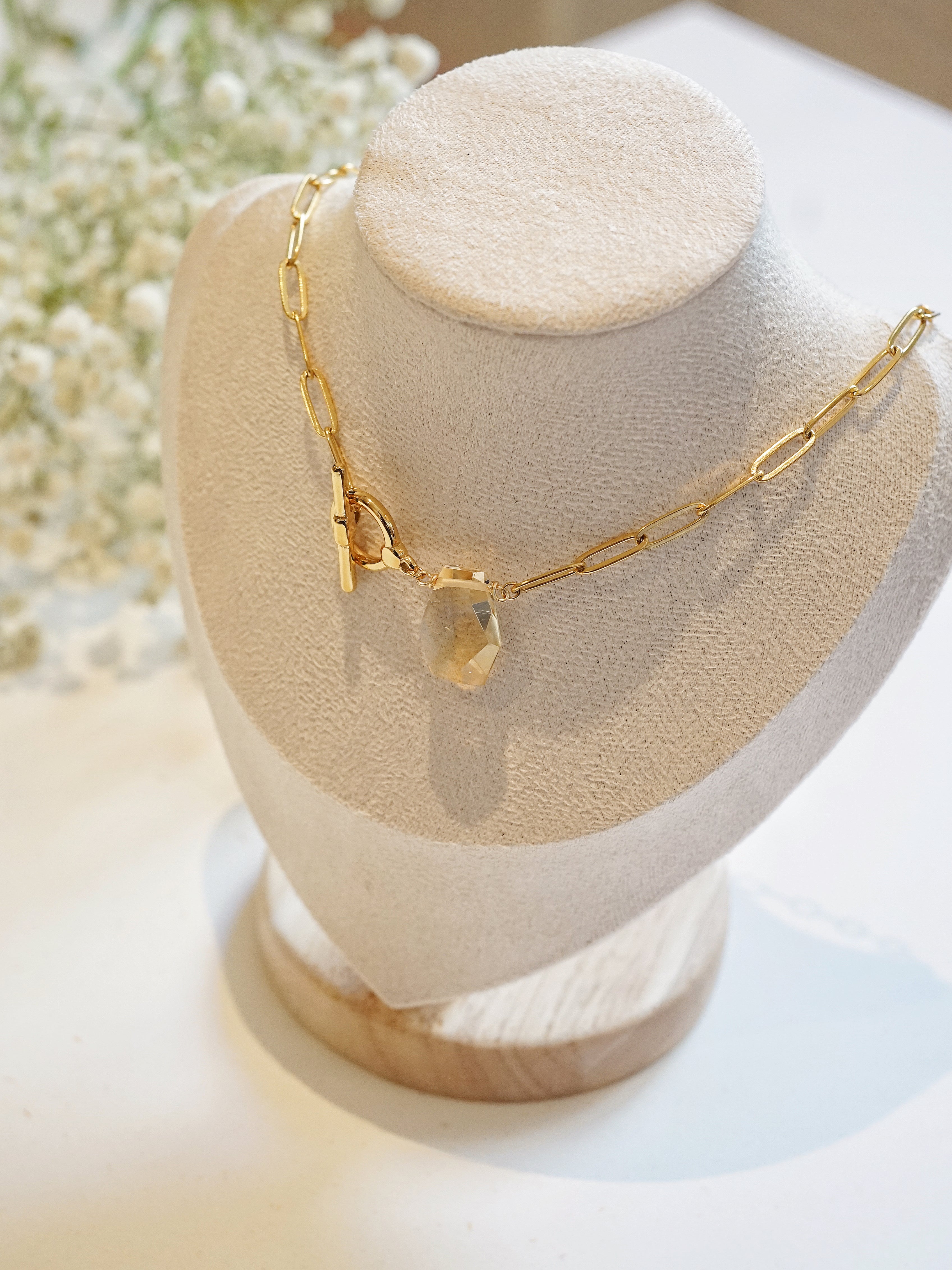 Gold-plated Yellow Quartz Necklace